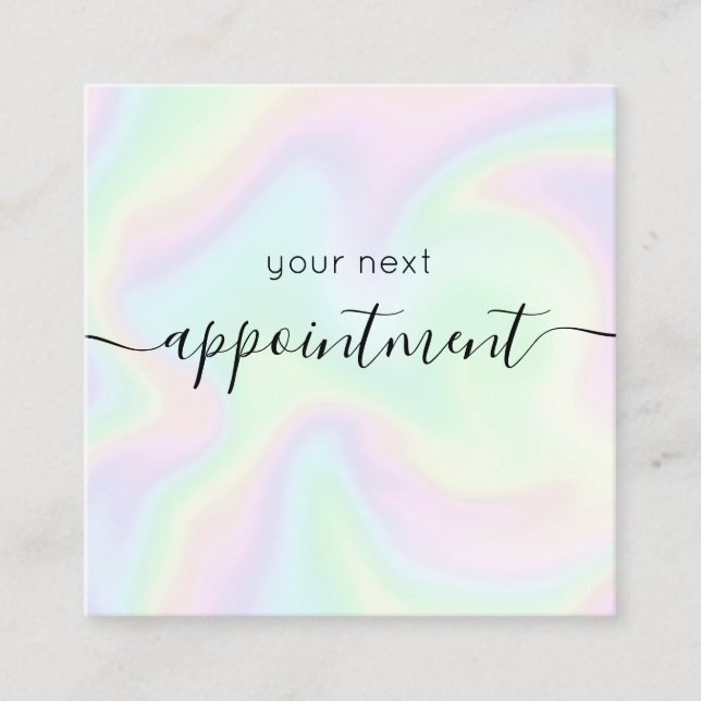 Holographic Rainbow Signature Appointment Reminder Card (Front)