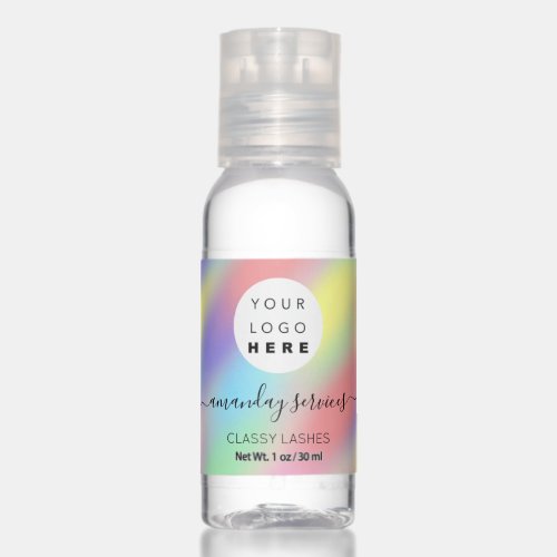 Holographic Rainbow Small Business Logo Hand Sanitizer