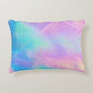 Holographic real texture in blue pink green colors accent pillow