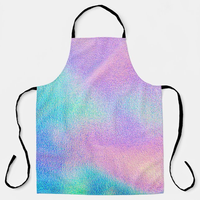 Holographic real texture in blue pink green colors apron (Front)