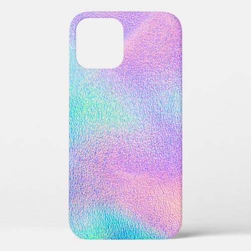 Holographic real texture in blue pink green colors iPhone 12 case