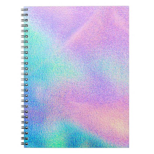 Holographic real texture in blue pink green colors notebook