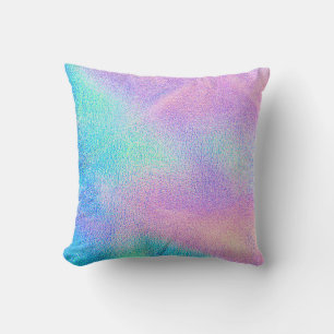 Holographic real texture in blue pink green colors throw pillow