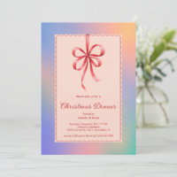 Holographic Red Bow Elegant Christmas Dinner 