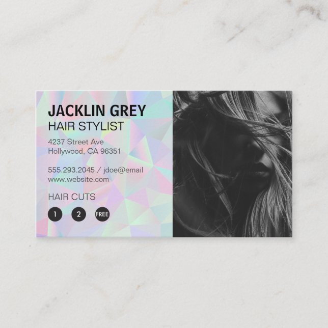 Holographic Retro Geometric  | Hair Model Loyalty Card (Front)