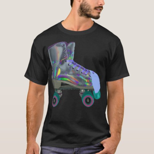 Holographic Roller Skate with Periwinkle Blue Toe  T_Shirt