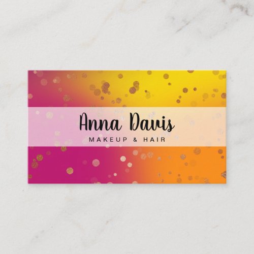 Holographic rose gold confetti dots makeup  hair business card