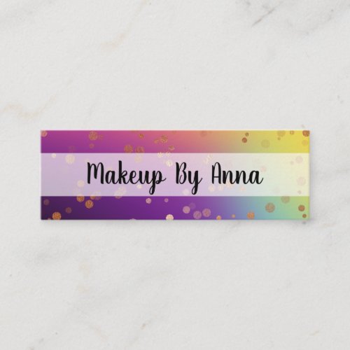Holographic rose gold confetti makeup artist mini business card
