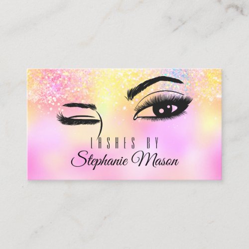 Holographic Rose Gold Glitter Lashes Eyes Calling Card