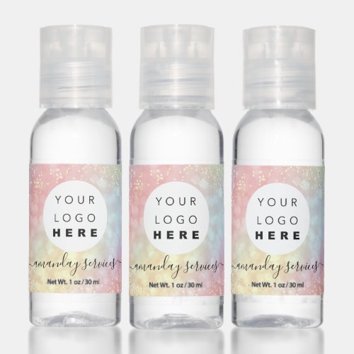 Holographic Rose  Gold  Glitter Logo Promotional Hand Sanitizer