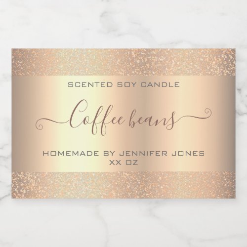 Holographic Rose Gold Ombre Glitter Packaging Food Label