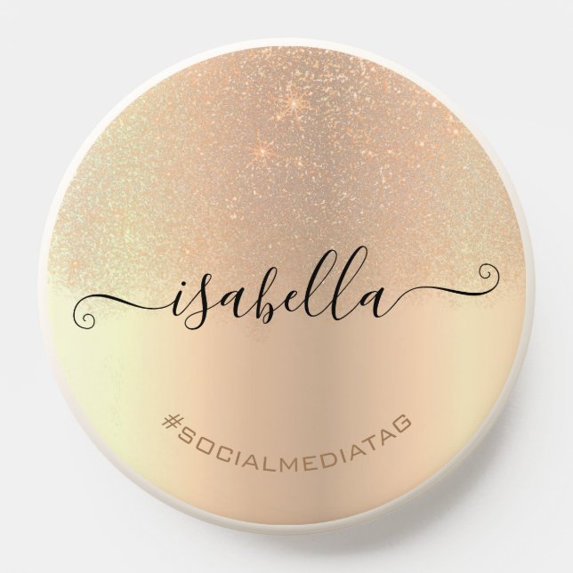 Holographic Rose Gold Ombre Glitter Rain Modern PopSocket (Popsocket)