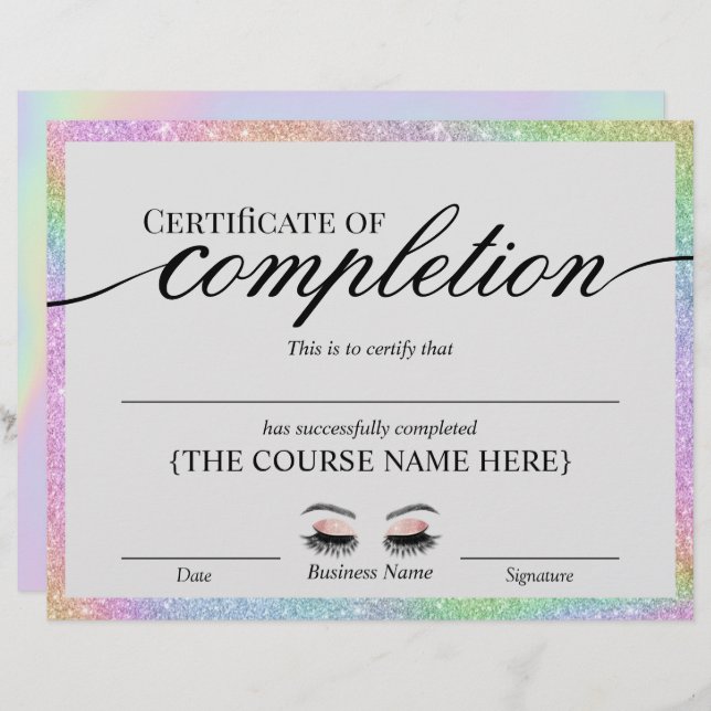 Holographic Salon Certificate of Completion Award (Front/Back)