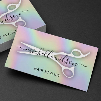 Holographic Scissor Hair Stylist Beauty Salon Business Card