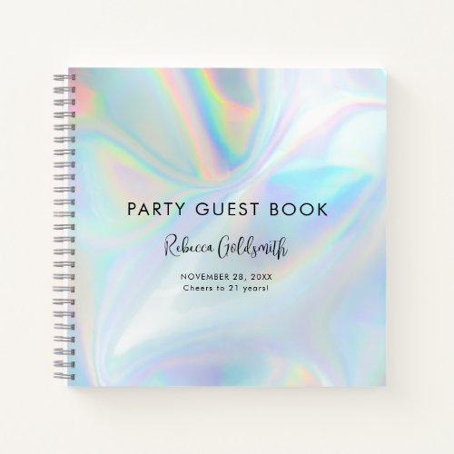 Holographic Script Birthday Party Guest Book