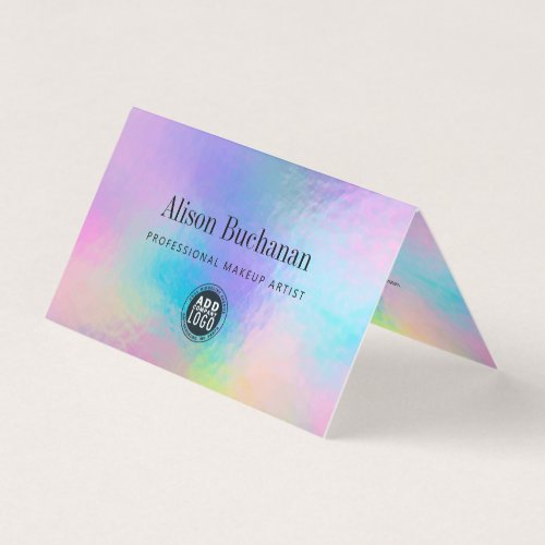 Holographic Script Manager Rainbow Iridescent Business Card