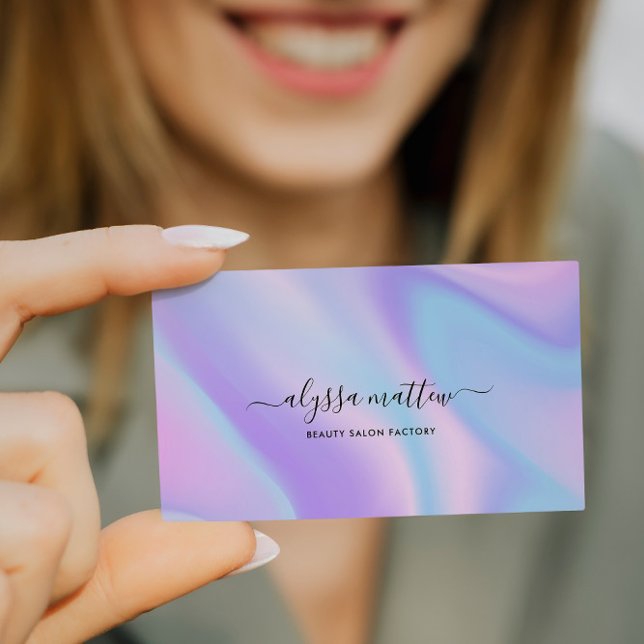 Holographic Script Name Personalized Modern  Business Card (Creator Uploaded)