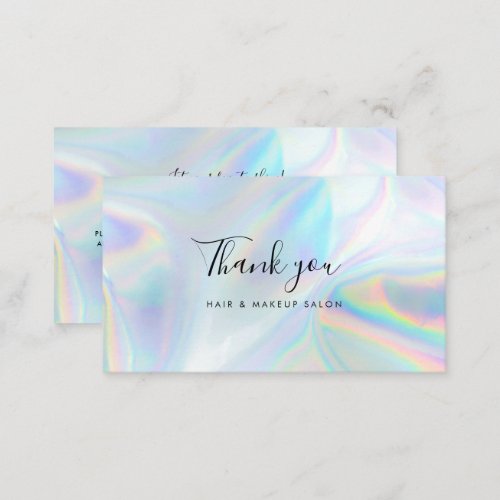 Holographic Script Small Business Thank You Business Card