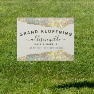 Holographic Signature Script Glitter Salon Sign