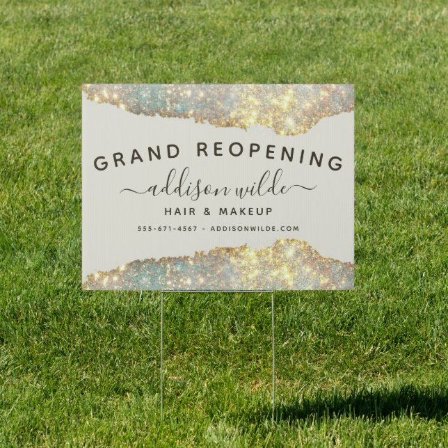 Holographic Signature Script Glitter Salon Sign (Insitu)