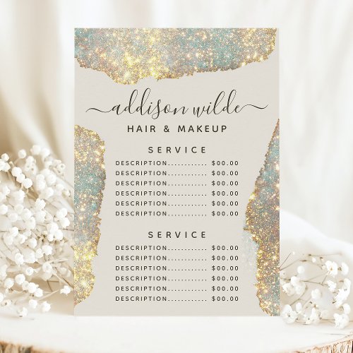 Holographic Signature Script Glitter Service Price Menu