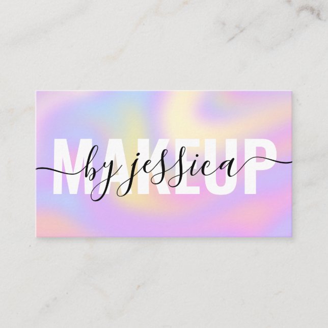 Holographic Signature Script Modern Business Card (Front)
