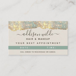 Holographic Signature Script Modern Glam Glitter Appointment Card