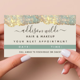 Holographic Signature Script Modern Glam Glitter Appointment Card