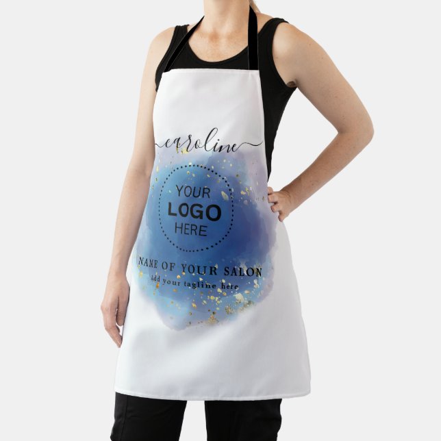 Holographic Signature Script Modern Glam Glitter Apron (Insitu)