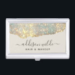 Holographic Signature Script Modern Glam Glitter Business Card Case<br><div class="desc">Holographic Signature Script Modern Glam Glitter Business Card Case. This design features a classy signature script style font set against a beautiful modern iridescent sparkle background. Perfect for a beauty salon,  hair stylist,  makeup artist,  or cosmetologist.</div>