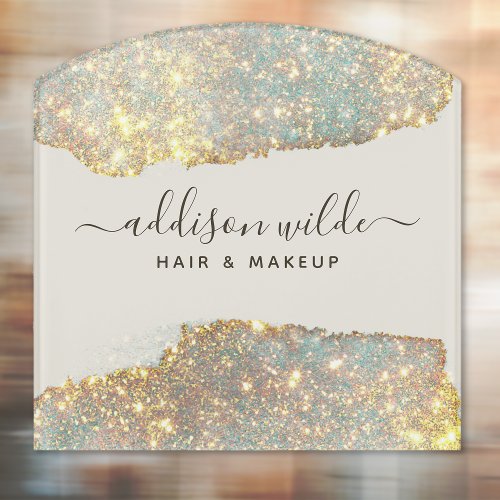 Holographic Signature Script Modern Glam Glitter Door Sign