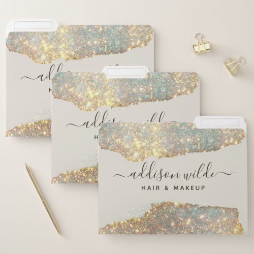 Custom Binders And Folders 7 Holographic Signature Script Modern Glam Glitter File Folder