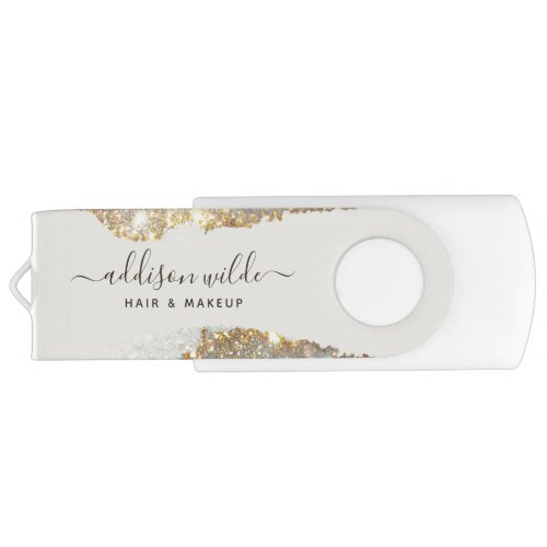 Holographic Signature Script Modern Glam Glitter Flash Drive