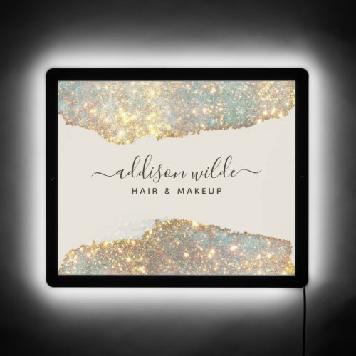 Custom Banners And Signs 8 Holographic Signature Script Modern Glam Glitter Led Sign