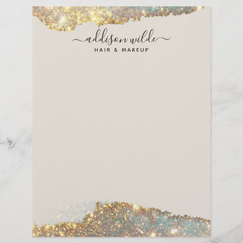 Holographic Signature Script Modern Glam Glitter Letterhead