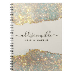 Holographic Signature Script Modern Glam Glitter Notebook