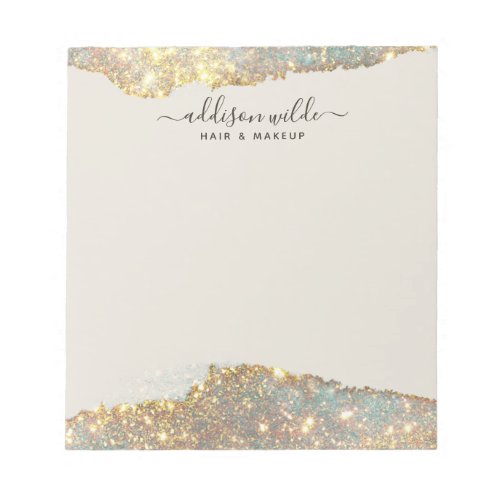 Holographic Signature Script Modern Glam Glitter Notepad