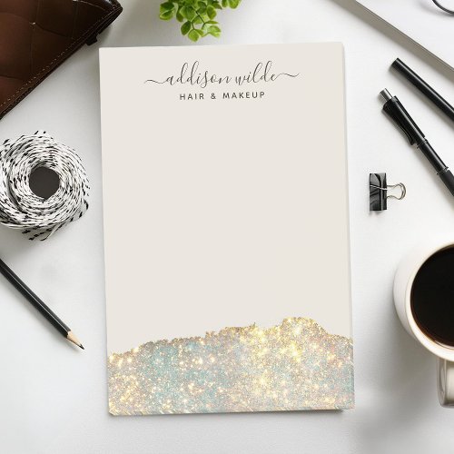 Holographic Signature Script Modern Glam Glitter Post-It Notes