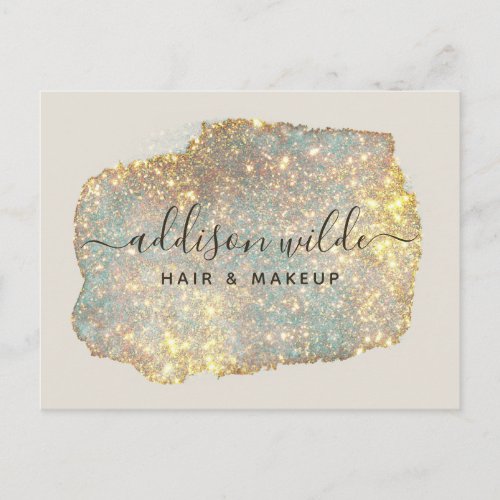 Holographic Signature Script Modern Glam Glitter Postcard