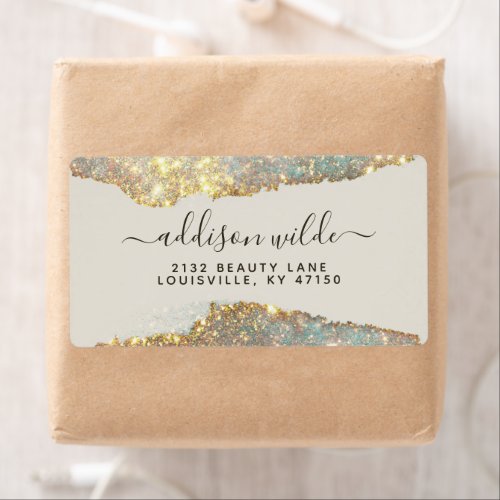 Holographic Signature Script Modern Glam Shipping Label