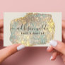 Holographic Signature Script Modern Glitter QR Business Card