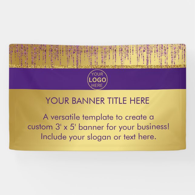 Holographic Signature Script Modern Gold Glitter Banner (Horizontal)