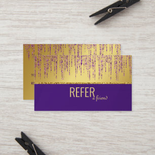 Holographic Signature Script Modern Gold Glitter Referral Card