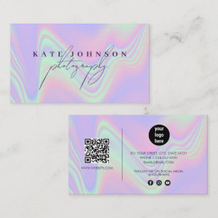 Holographic Signature Script QR Code Social Media  Business Card