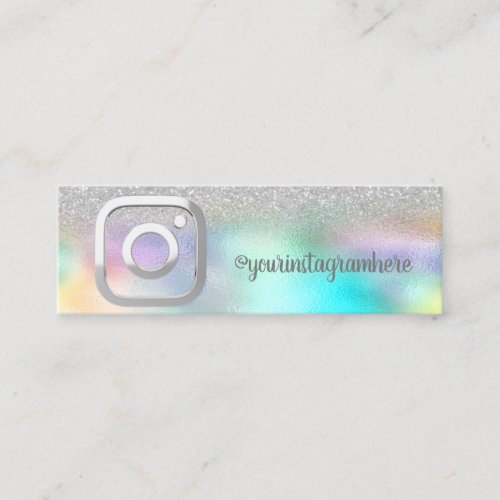 Holographic Silver Bokeh Instagram  Mini Business Card