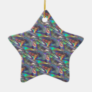 holographic silver ceramic ornament