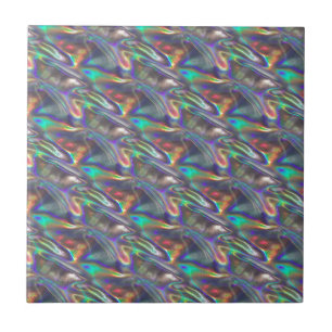 holographic silver ceramic tile