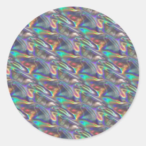 holographic silver classic round sticker