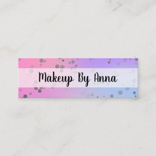 Holographic silver confetti makeup artist mini business card