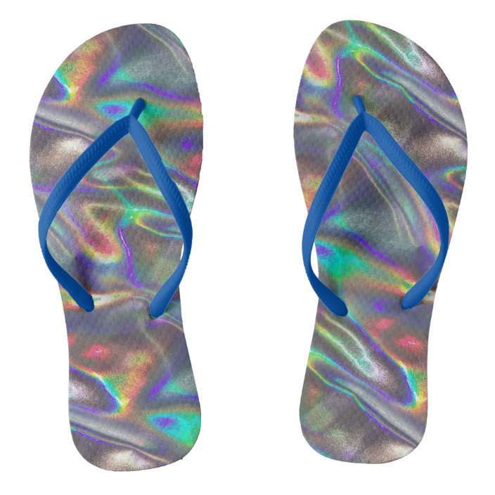 holographic silver flip flops shoes 